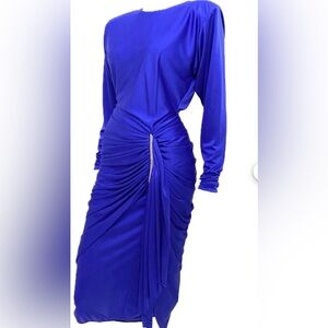 Elegant Blue Ruched Dress